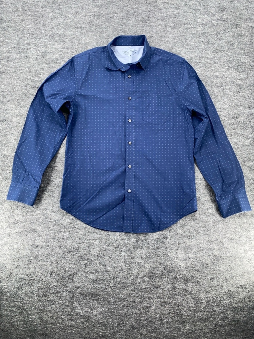 Banana Republic Luxe Poplin Blue Printed Button Front Shirt Size M
